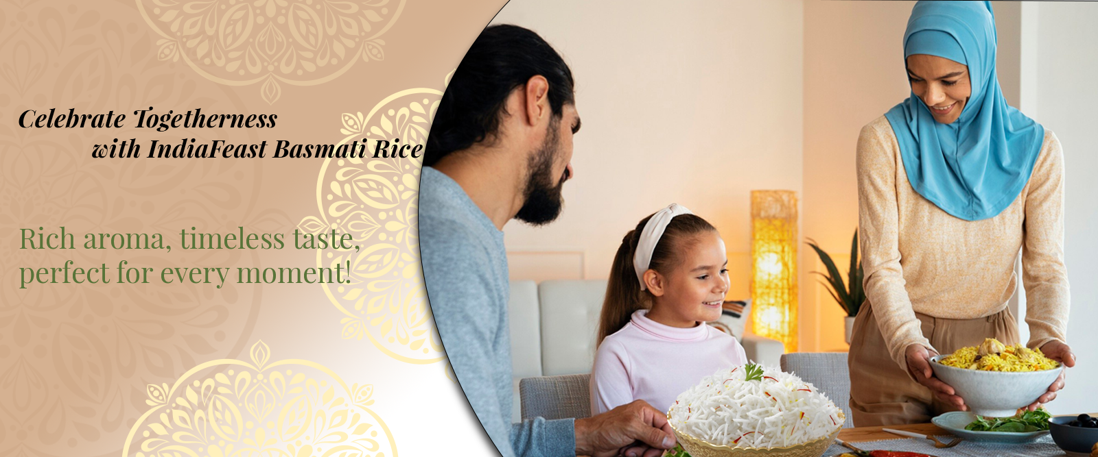 Home 6 Families together enjoying Indiafeast Basmati Rice